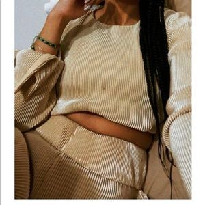 Bbx brand gold crop top and palazzo pants set